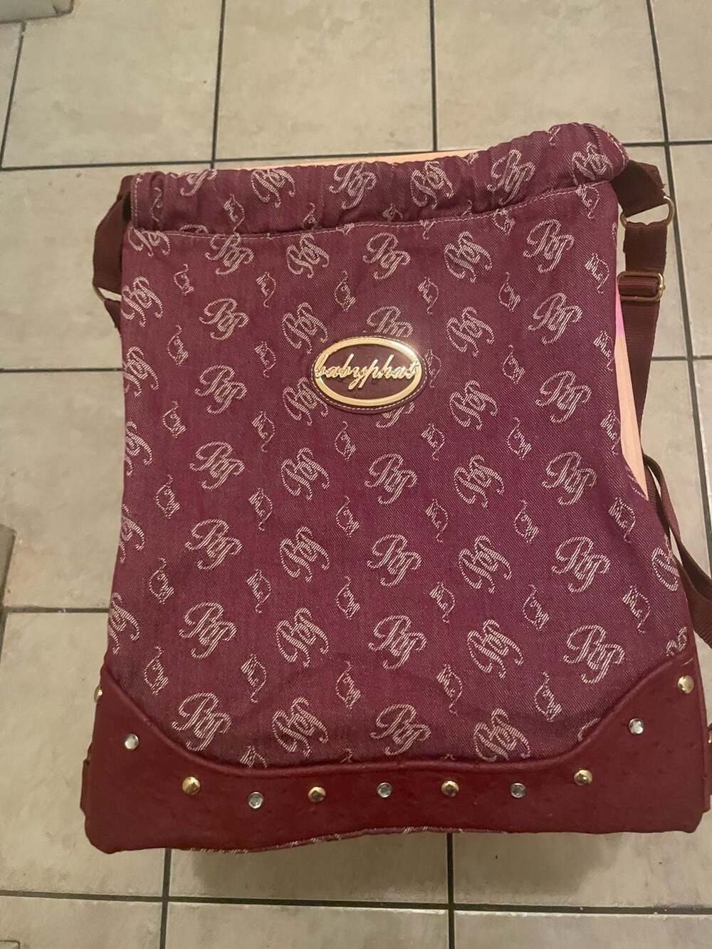 Baby Phat Monogram Print Drawstring Backpack